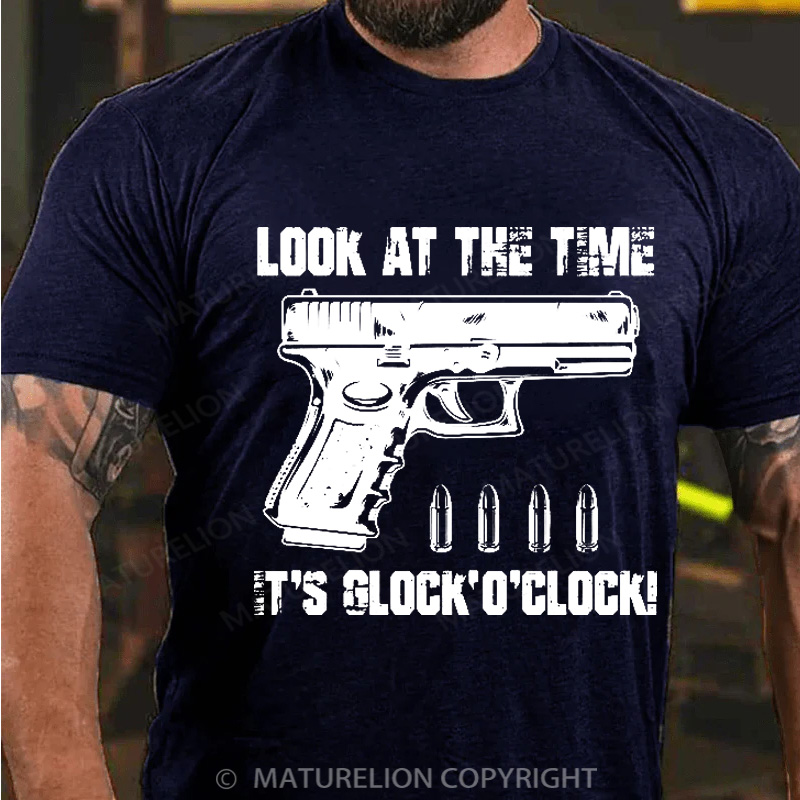 Maturelion Men's T-Shirt Look At The Time It's G 'o'clock Cotton T-Shirt