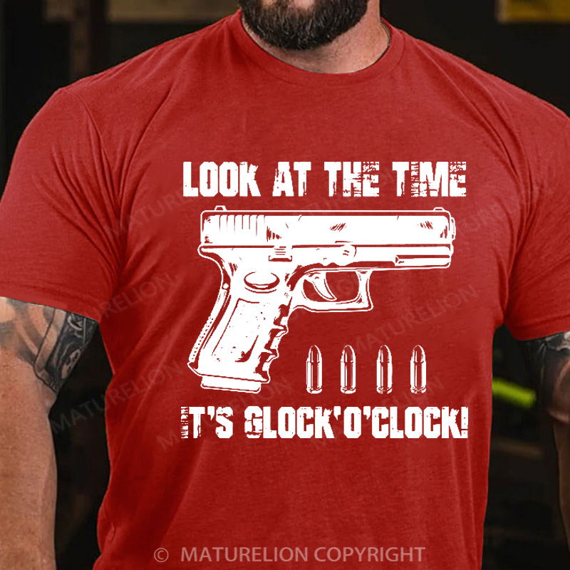 Maturelion Men's T-Shirt Look At The Time It's G 'o'clock Cotton T-Shirt