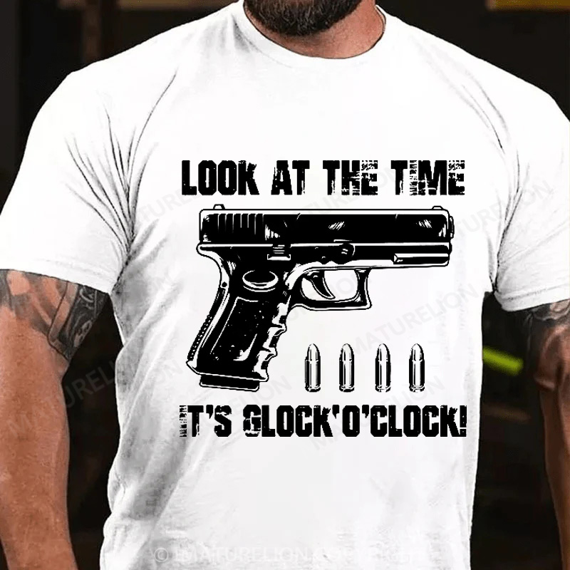 Maturelion Men's T-Shirt Look At The Time It's G 'o'clock Cotton T-Shirt