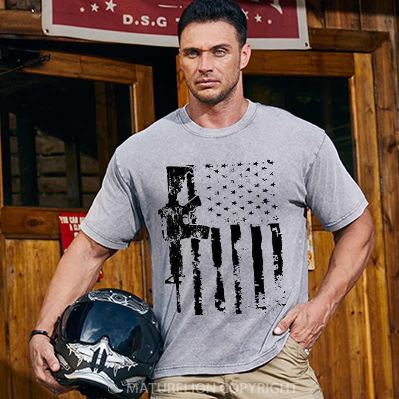Maturelion Men's T-Shirt AR15 Rifle Cotton T-Shirt