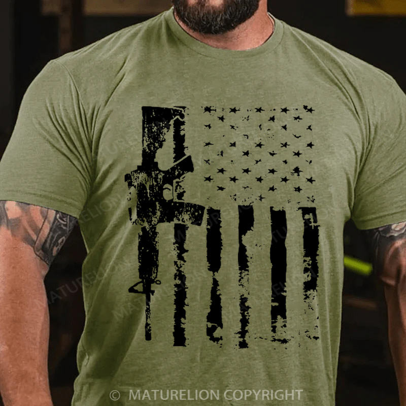 Maturelion Men's T-Shirt AR15 Rifle Cotton T-Shirt