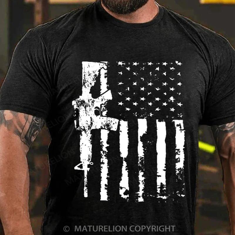 Maturelion Men's T-Shirt AR15 Rifle Cotton T-Shirt