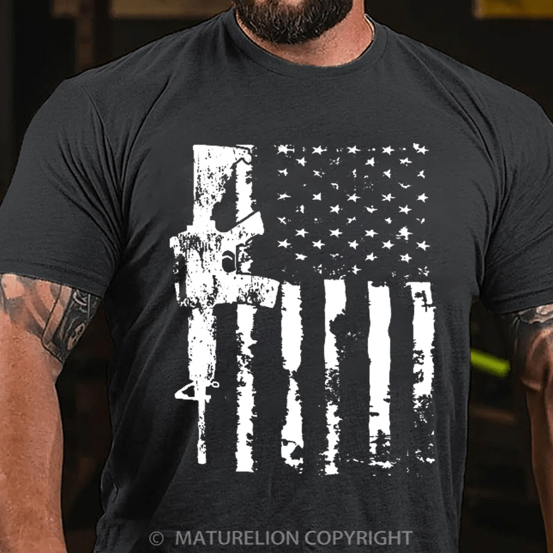 Maturelion Men's T-Shirt AR15 Rifle Cotton T-Shirt