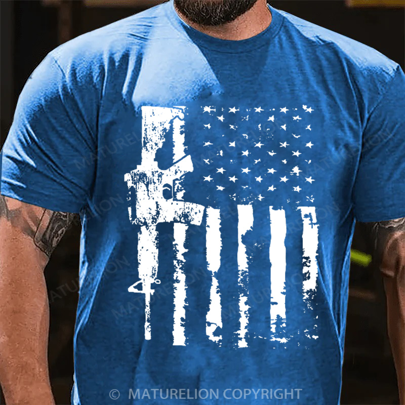 Maturelion Men's T-Shirt AR15 Rifle Cotton T-Shirt