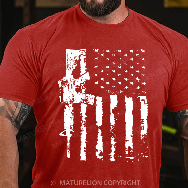 Maturelion Men's T-Shirt AR15 Rifle Cotton T-Shirt