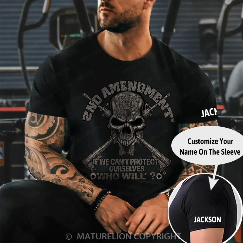 Maturelion Men's T-Shirt 2Nd Amendment Protect Ourselves Cotton T-Shirt