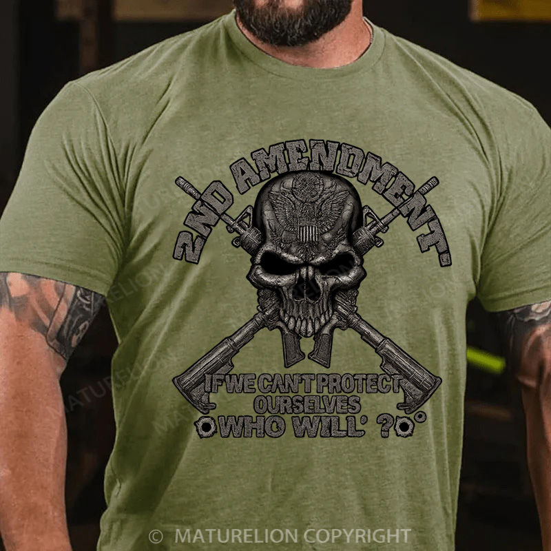 Maturelion Men's T-Shirt 2Nd Amendment Protect Ourselves Cotton T-Shirt