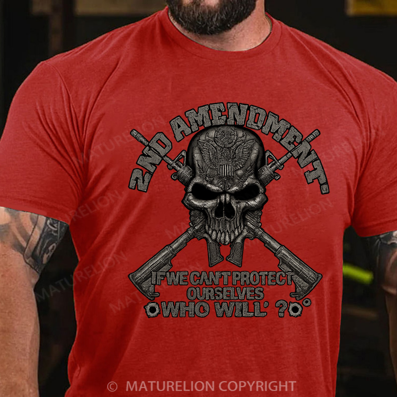 Maturelion Men's T-Shirt 2Nd Amendment Protect Ourselves Cotton T-Shirt