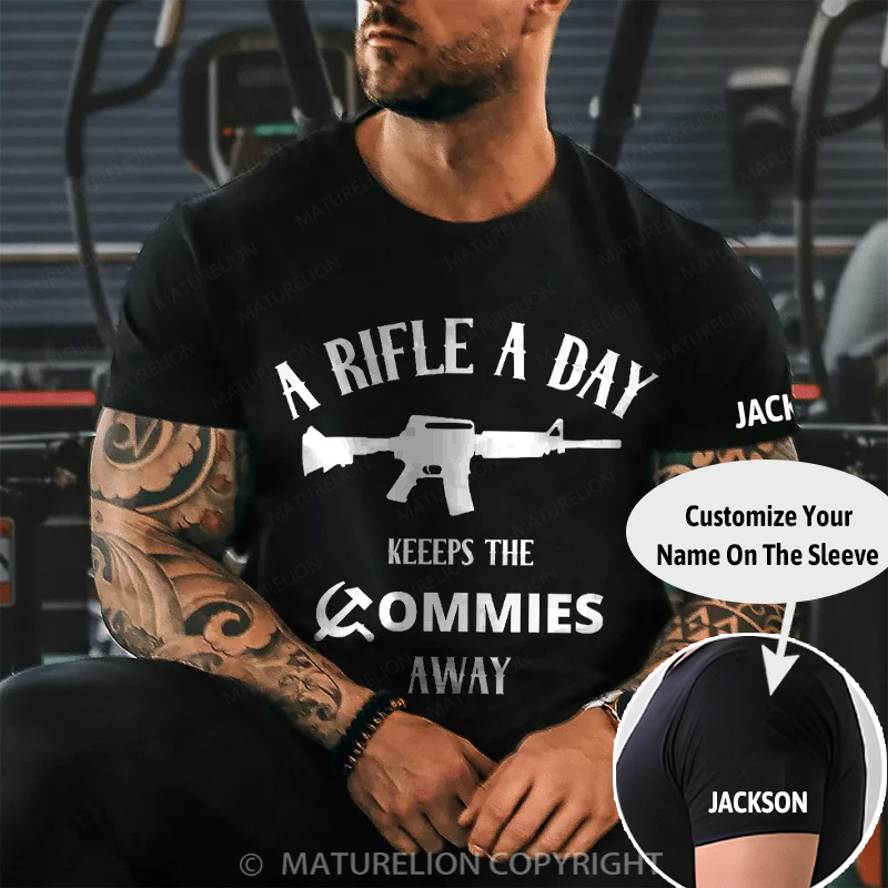 Maturelion Men's T-Shirt A Rifle A Day Cotton T-Shirt