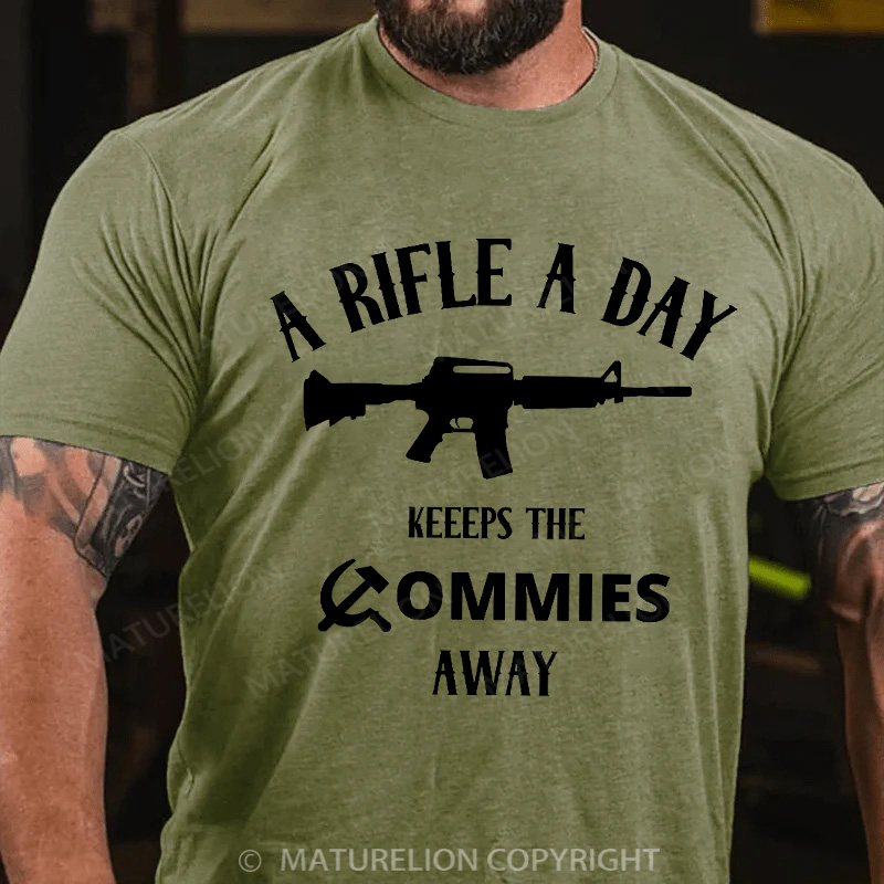 Maturelion Men's T-Shirt A Rifle A Day Cotton T-Shirt