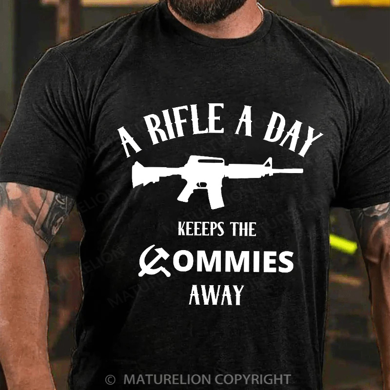 Maturelion Men's T-Shirt A Rifle A Day Cotton T-Shirt