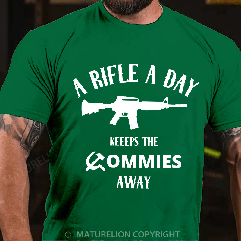 Maturelion Men's T-Shirt A Rifle A Day Cotton T-Shirt