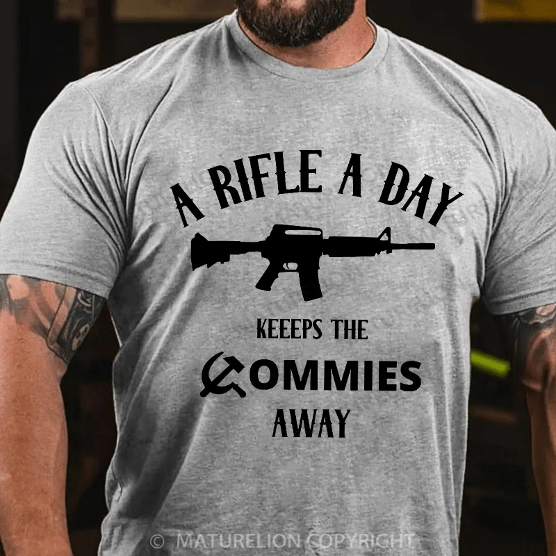 Maturelion Men's T-Shirt A Rifle A Day Cotton T-Shirt