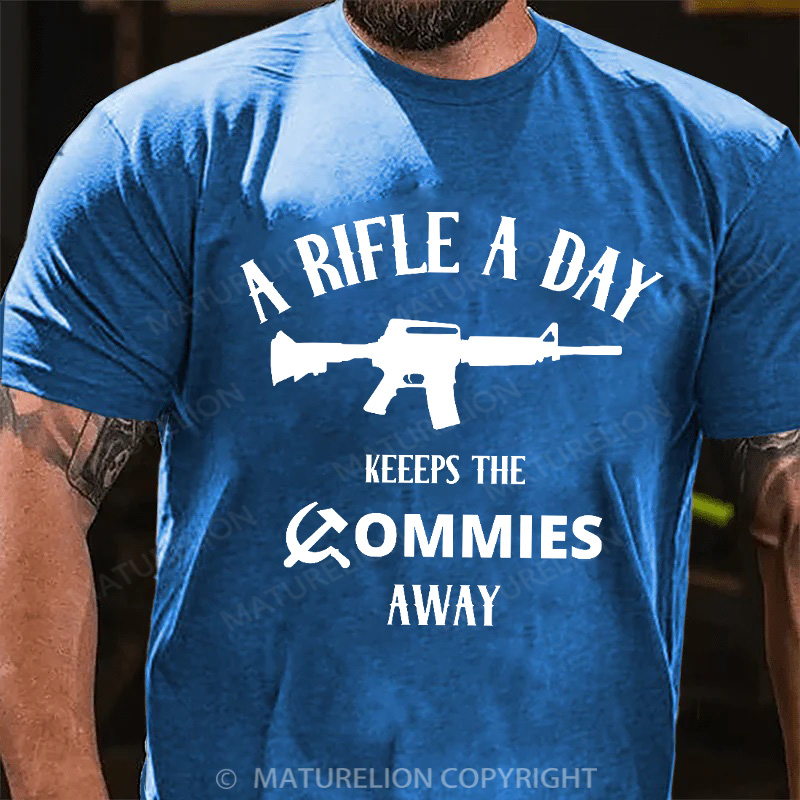 Maturelion Men's T-Shirt A Rifle A Day Cotton T-Shirt
