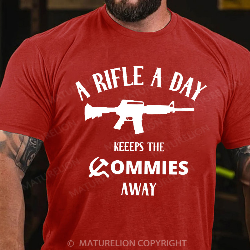Maturelion Men's T-Shirt A Rifle A Day Cotton T-Shirt