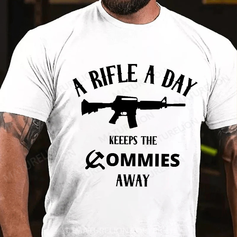 Maturelion Men's T-Shirt A Rifle A Day Cotton T-Shirt