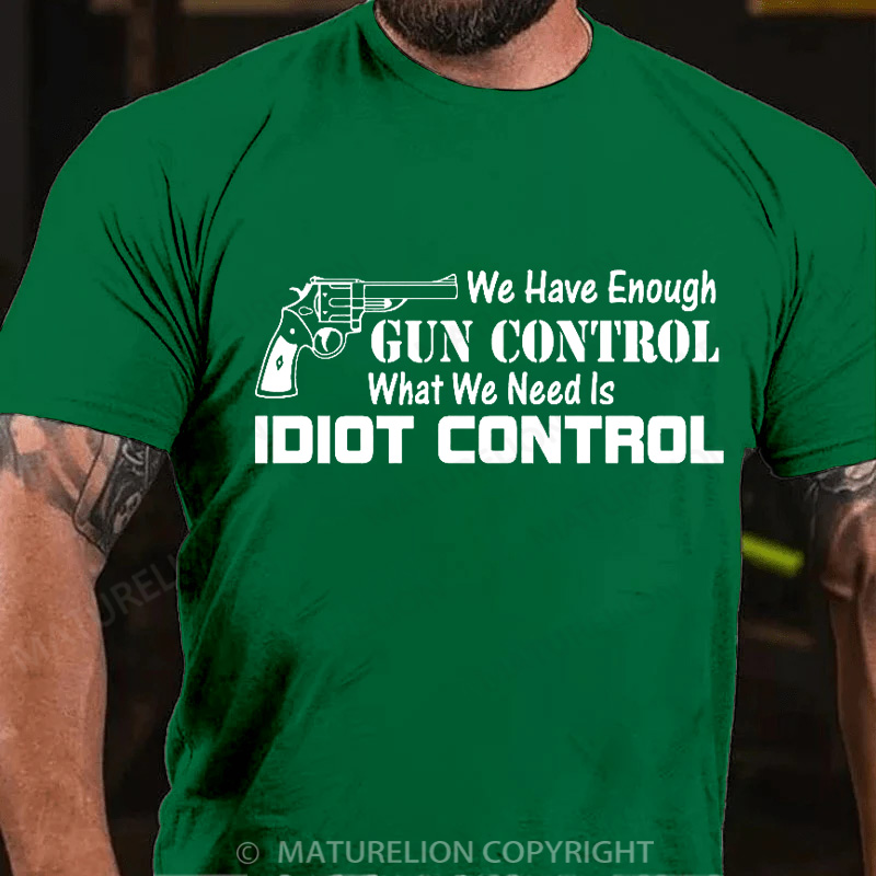 Maturelion Men's T-Shirt Idiot Control Cotton T-Shirt