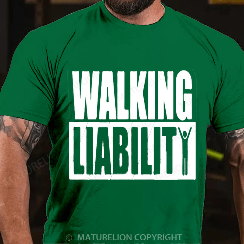 Maturelion Men's T-Shirt Walking Liability Cotton T-Shirt
