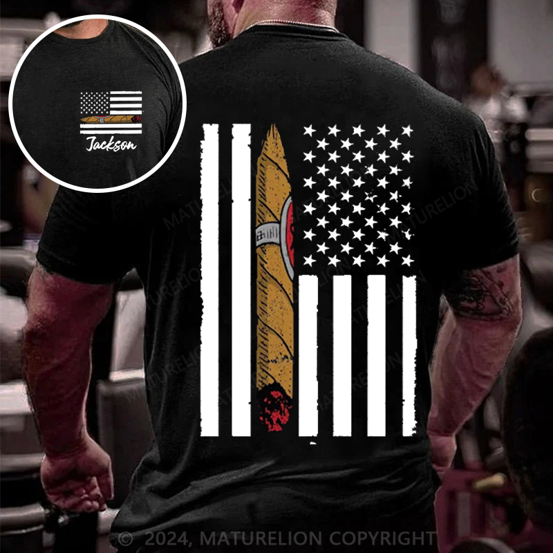 Maturelion Men's T-Shirt Custom Cigar Flag Cotton T-Shirt