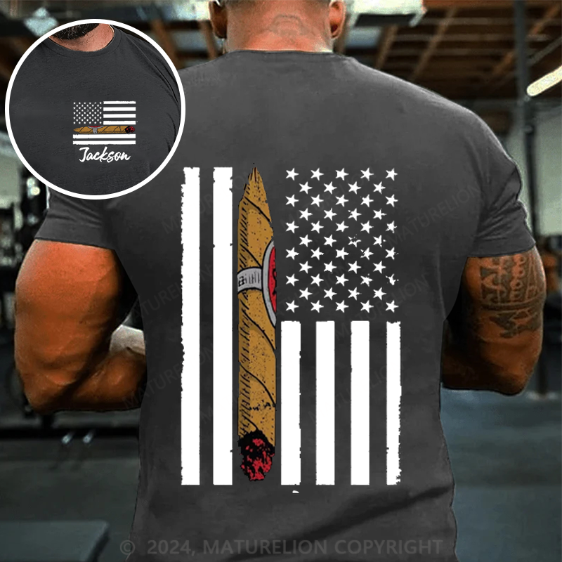 Maturelion Men's T-Shirt Custom Cigar Flag Cotton T-Shirt