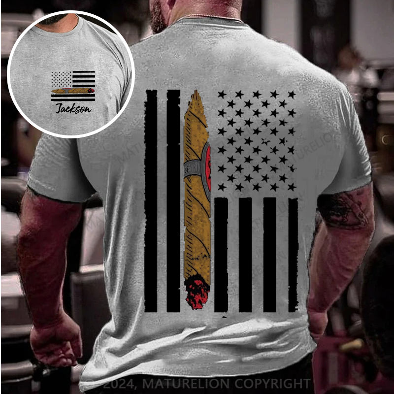 Maturelion Men's T-Shirt Custom Cigar Flag Cotton T-Shirt