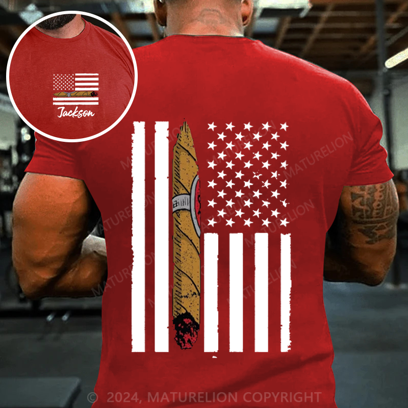 Maturelion Men's T-Shirt Custom Cigar Flag Cotton T-Shirt