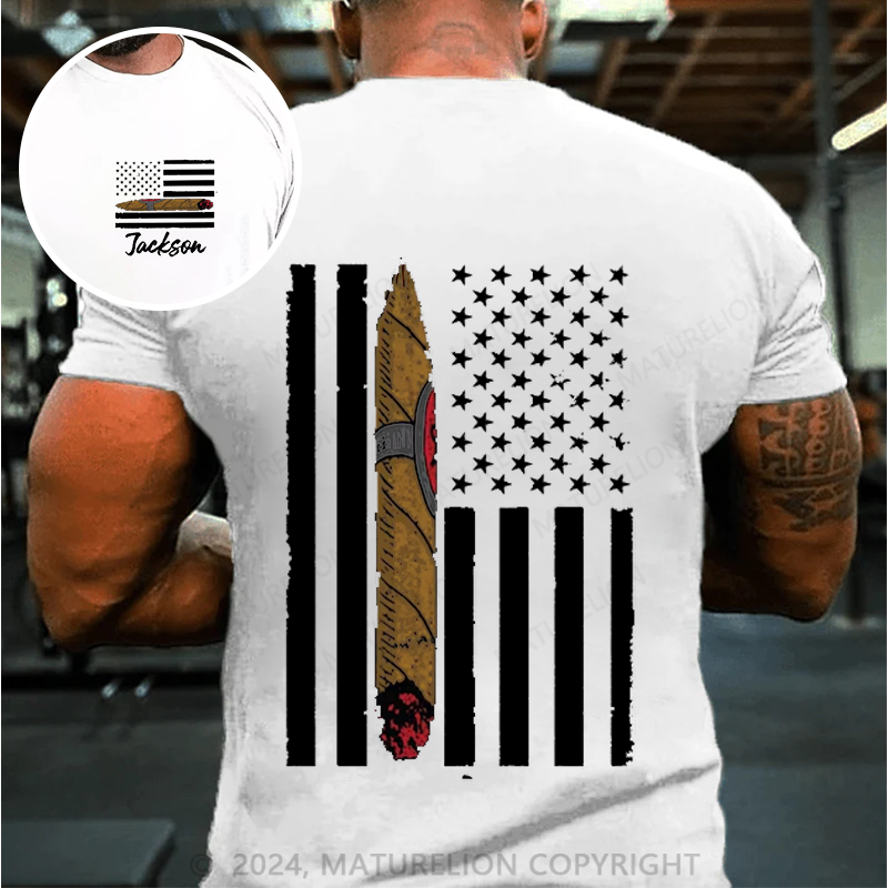 Maturelion Men's T-Shirt Custom Cigar Flag Cotton T-Shirt