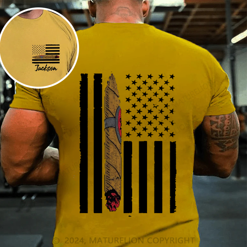 Maturelion Men's T-Shirt Custom Cigar Flag Cotton T-Shirt