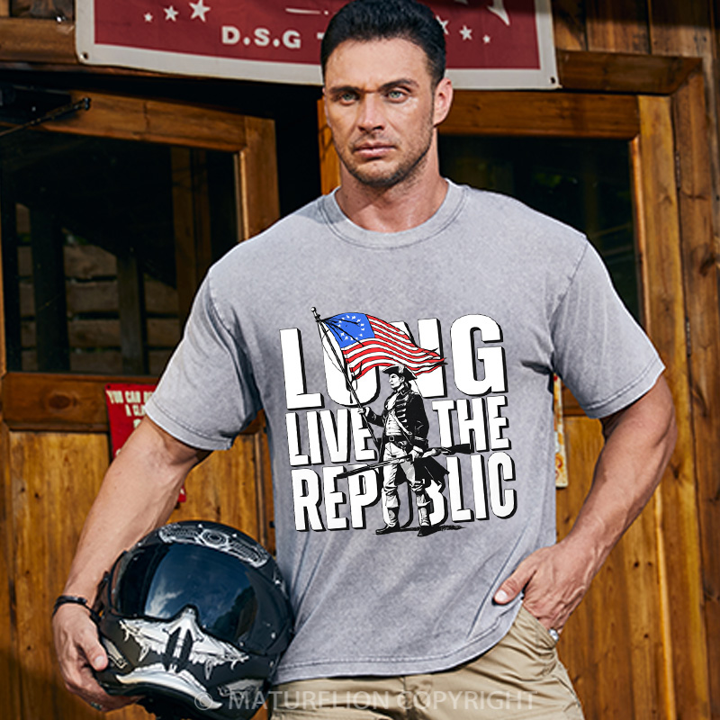 Maturelion Men's T-Shirt Long Live The Republic Cotton T-Shirt