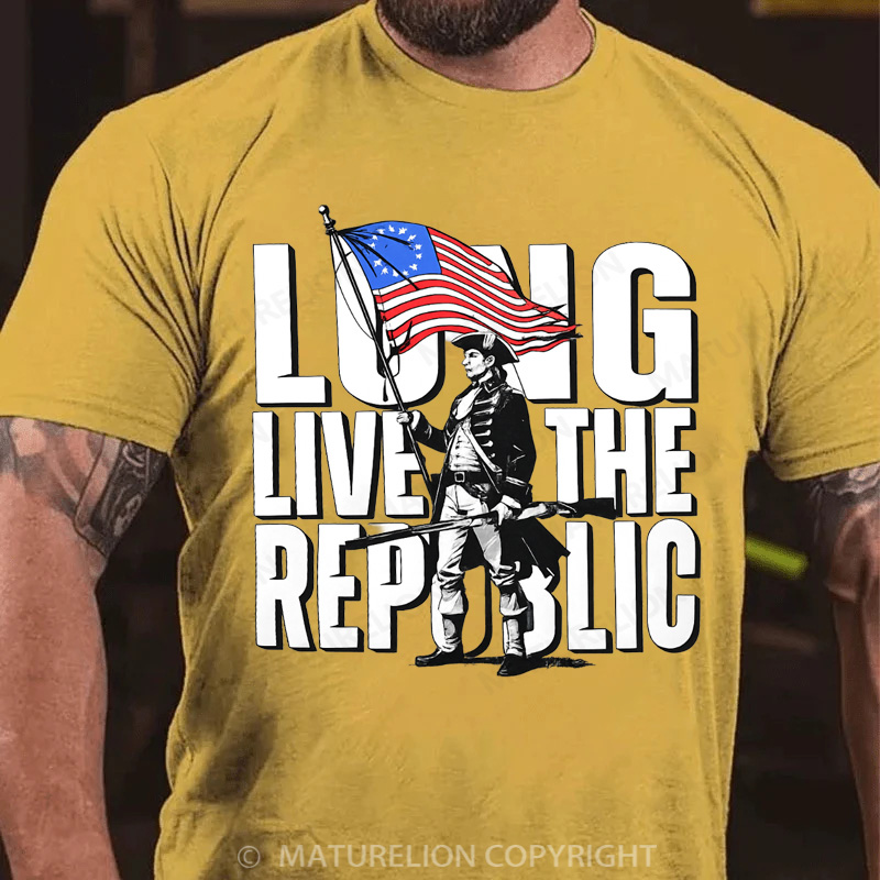 Maturelion Men's T-Shirt Long Live The Republic Cotton T-Shirt