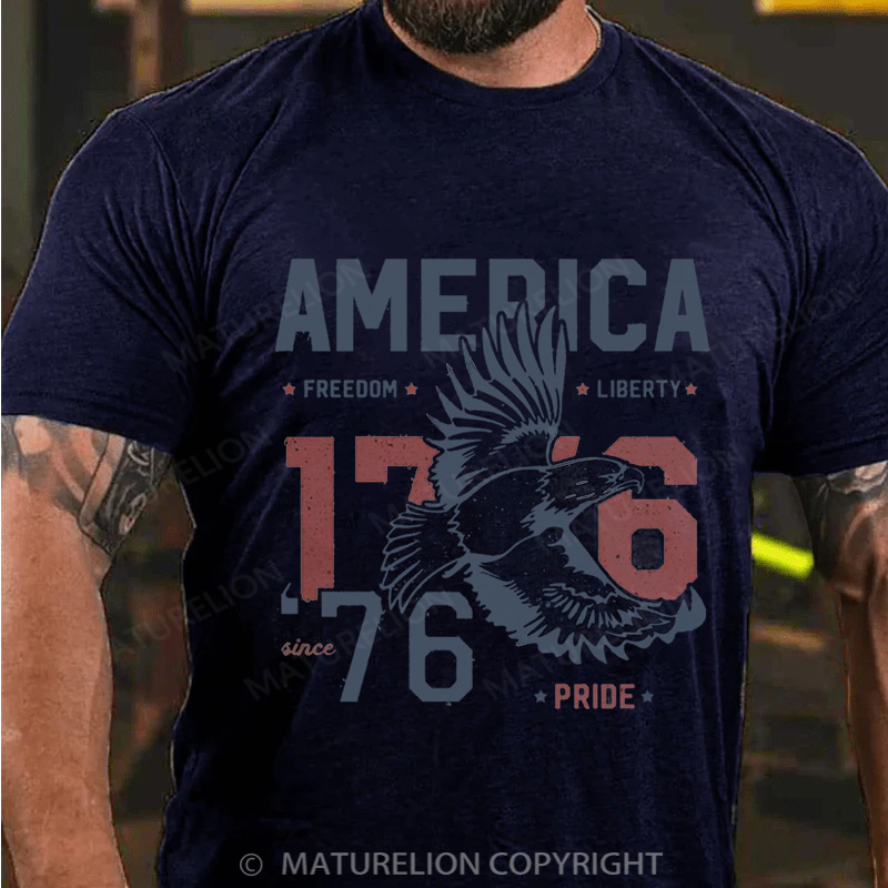 Maturelion Men's T-Shirt Vintage America 1776 Eagle Cotton T-Shirt