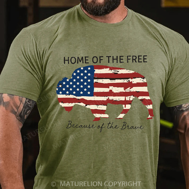 Maturelion Men's T-Shirt Home Of The Free Cotton T-Shirt