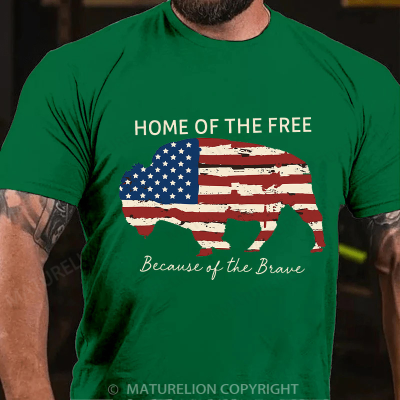Maturelion Men's T-Shirt Home Of The Free Cotton T-Shirt