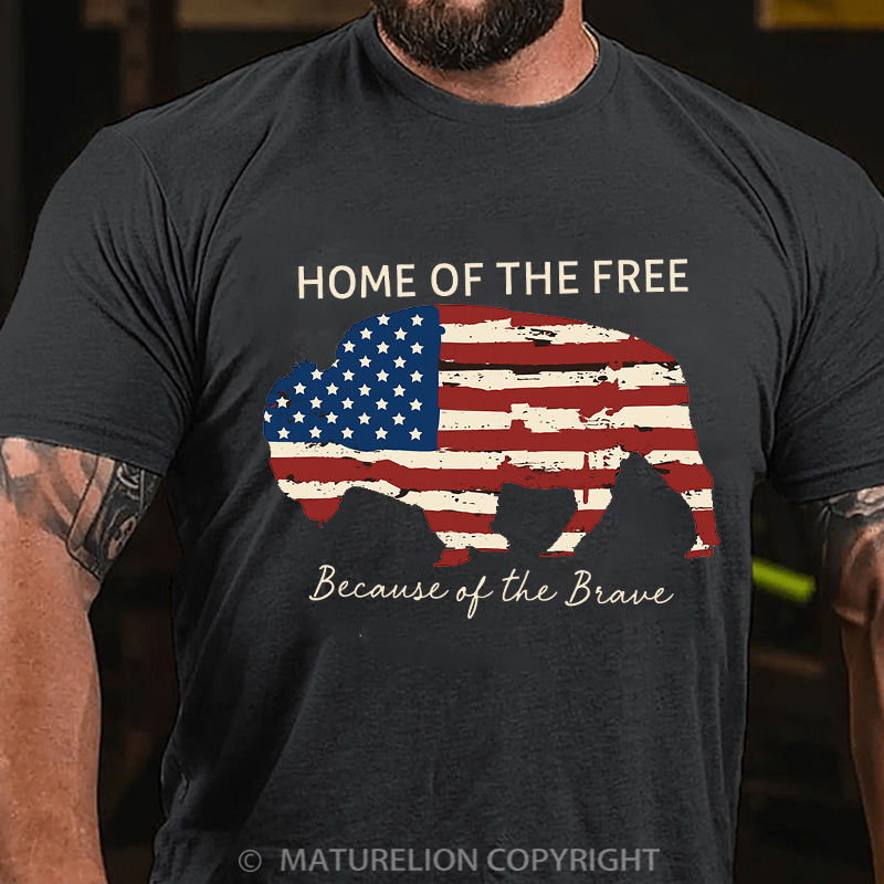Maturelion Men's T-Shirt Home Of The Free Cotton T-Shirt