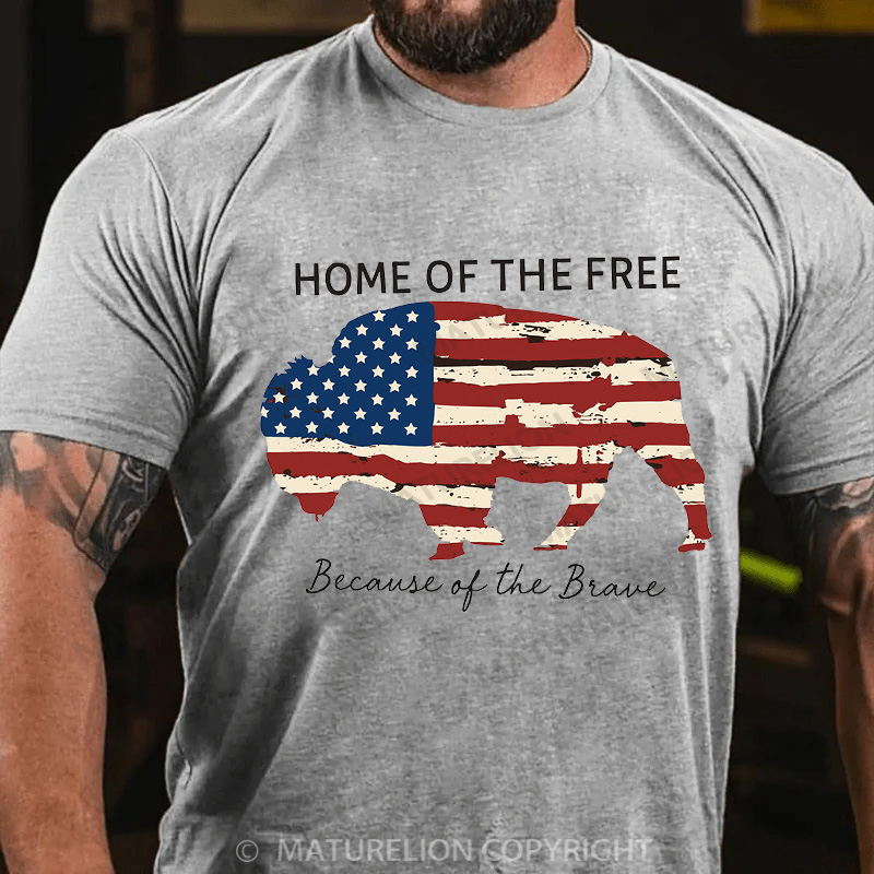 Maturelion Men's T-Shirt Home Of The Free Cotton T-Shirt