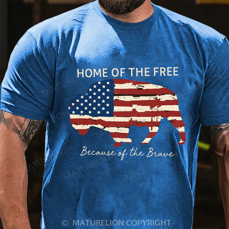 Maturelion Men's T-Shirt Home Of The Free Cotton T-Shirt
