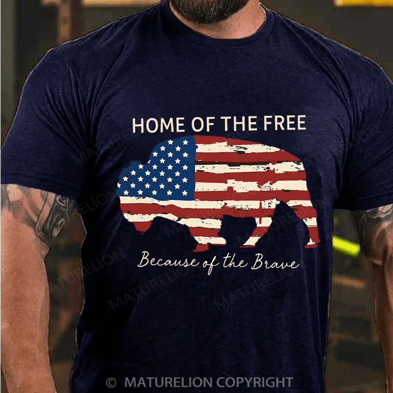 Maturelion Men's T-Shirt Home Of The Free Cotton T-Shirt
