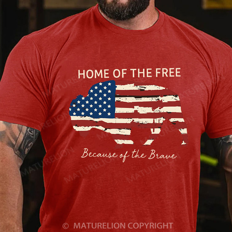 Maturelion Men's T-Shirt Home Of The Free Cotton T-Shirt