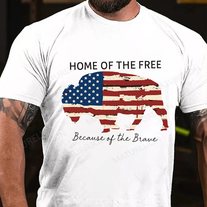 Maturelion Men's T-Shirt Home Of The Free Cotton T-Shirt