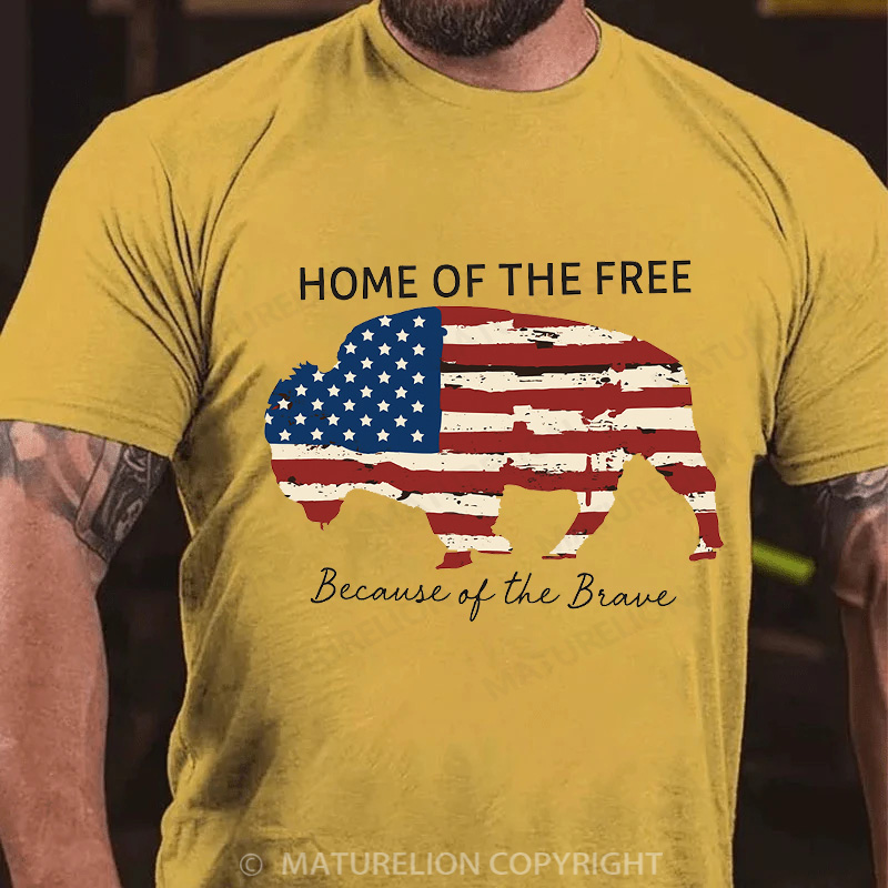 Maturelion Men's T-Shirt Home Of The Free Cotton T-Shirt