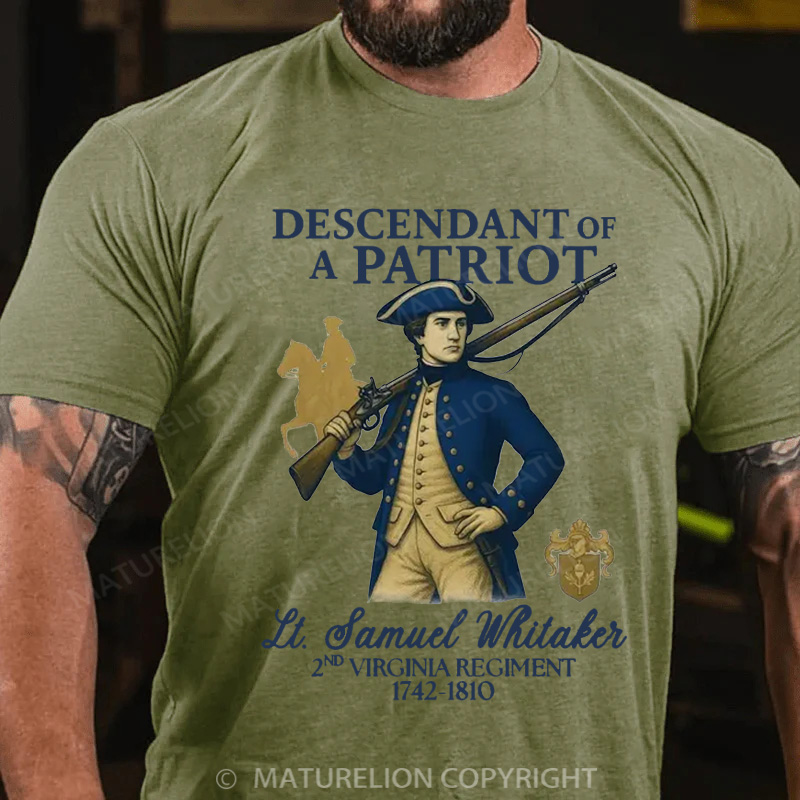 Maturelion Men's T-Shirt Custom Descendant of a Patriot Cotton T-Shirt