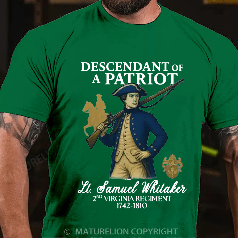Maturelion Men's T-Shirt Custom Descendant of a Patriot Cotton T-Shirt