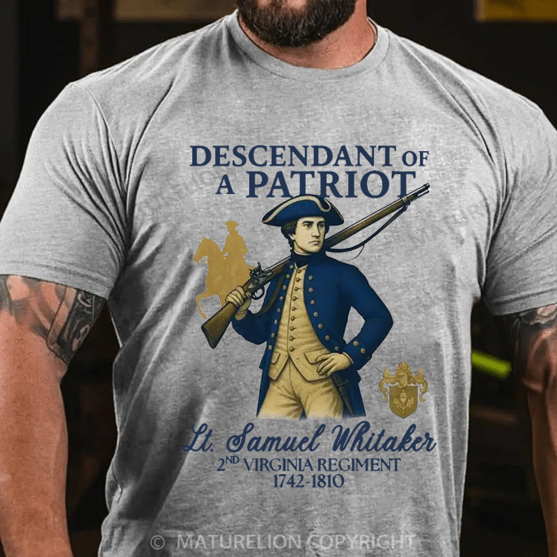 Maturelion Men's T-Shirt Custom Descendant of a Patriot Cotton T-Shirt