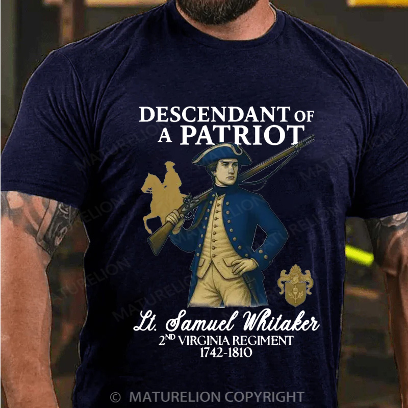 Maturelion Men's T-Shirt Custom Descendant of a Patriot Cotton T-Shirt