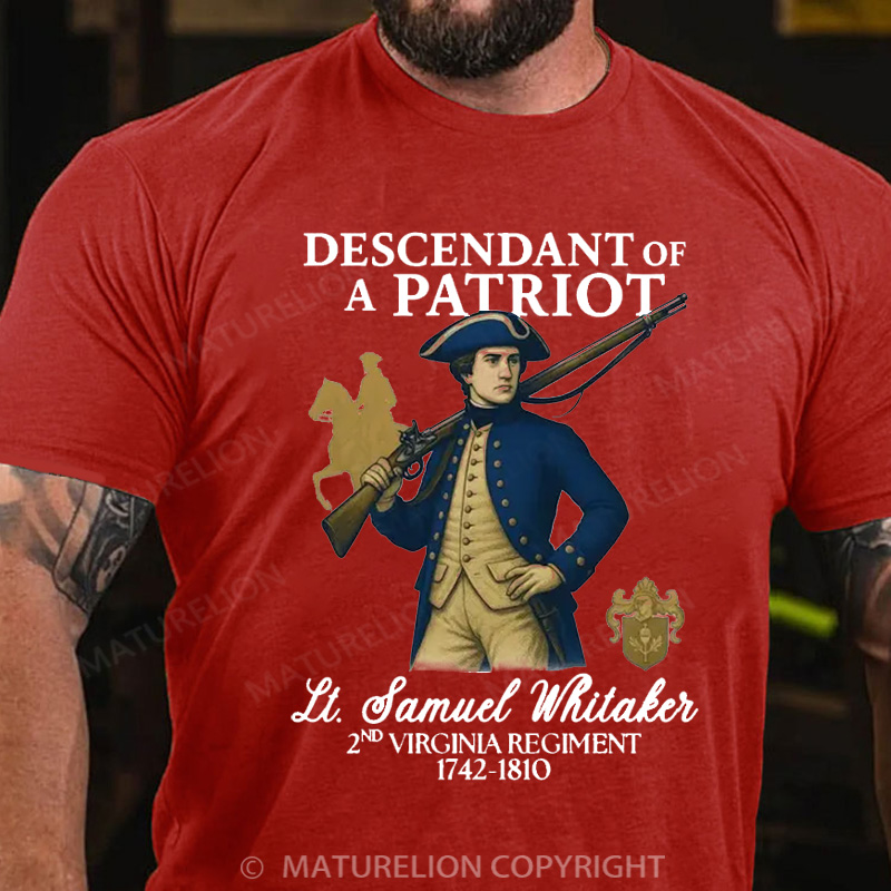 Maturelion Men's T-Shirt Custom Descendant of a Patriot Cotton T-Shirt