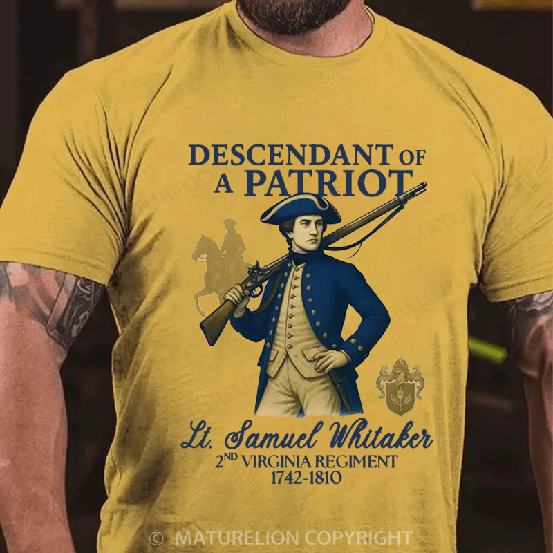 Maturelion Men's T-Shirt Custom Descendant of a Patriot Cotton T-Shirt