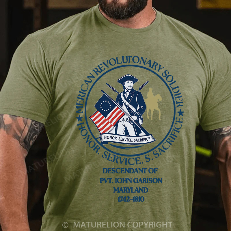 Maturelion Men's T-Shirt Custom Descendant of a Patriot Cotton T-Shirt