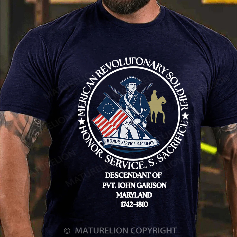 Maturelion Men's T-Shirt Custom Descendant of a Patriot Cotton T-Shirt