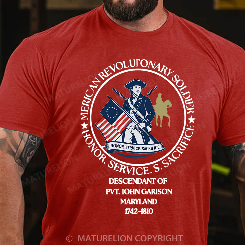 Maturelion Men's T-Shirt Custom Descendant of a Patriot Cotton T-Shirt