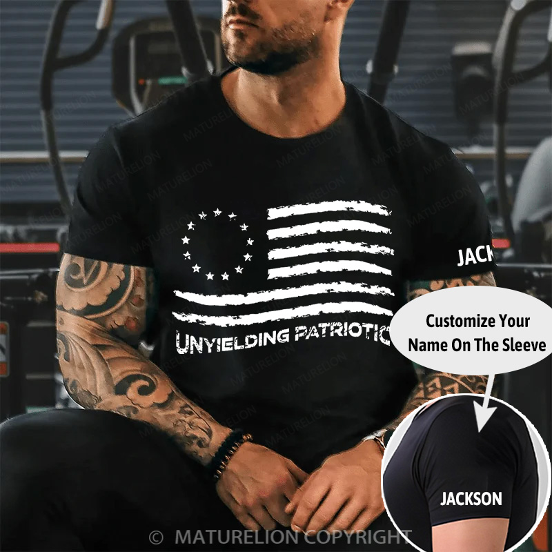 Maturelion Men's T-Shirt 13 Star Betsy Ross Flag Cotton T-Shirt